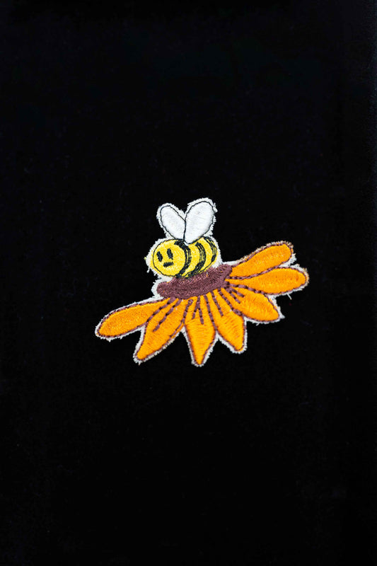 An embroidered bee brooch, a symbol of diligence and nature. A charming handmade accessory for any nature enthusiast!