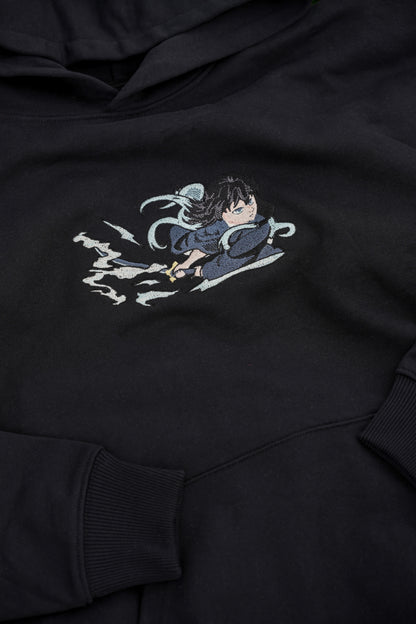 Black Oversized Muichiro Tokito Hoodie - Stitchdom