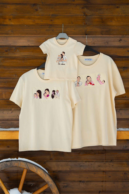 Set hanorace/tricouri personalizate MOM DAD copil