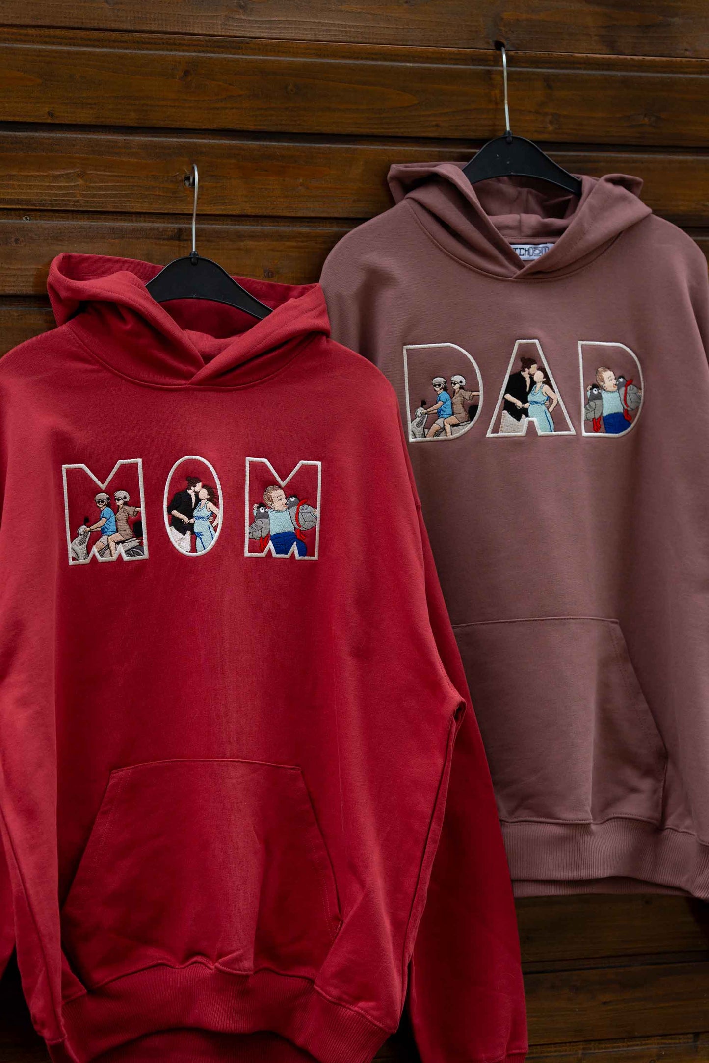 Set hanorace/tricouri personalizate MOM DAD copil