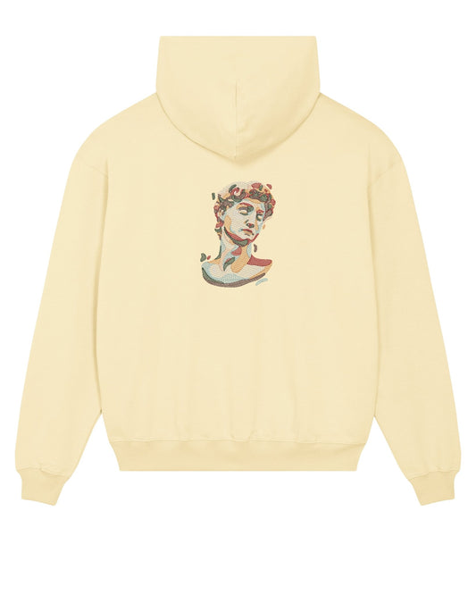 Organic cotton hoodie with luxury embroidered David of Michelangelo.
