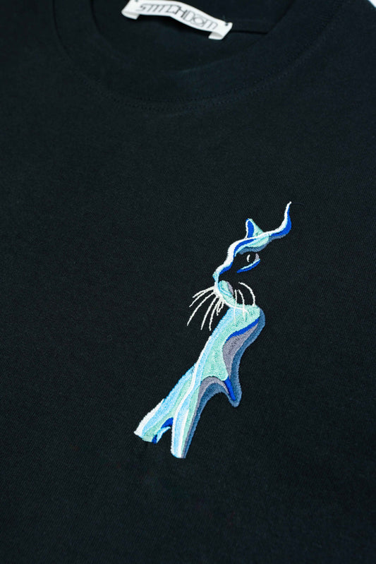Luxury unisex organic cotton T-shirt featuring playful Kitty Kat design.