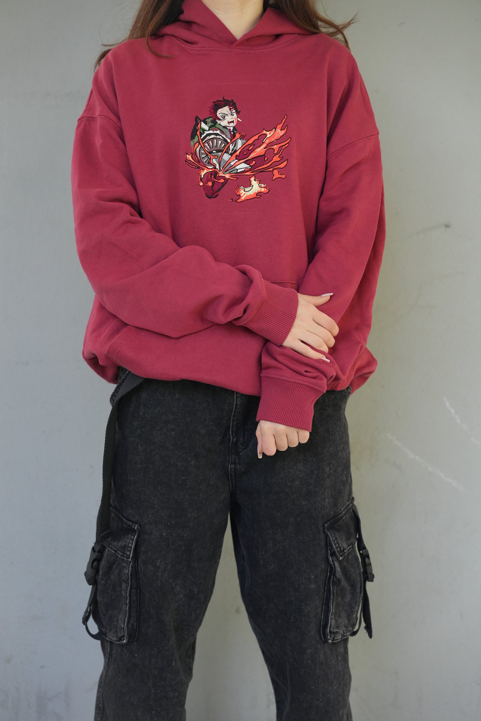  Luxury Red Unisex Oversized Tanjiro Hoodie - Stitchdom
