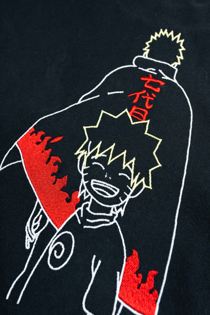 Eco-friendly organic cotton t-shirt with an iconic Naruto embroidery for a bold, stylish look.