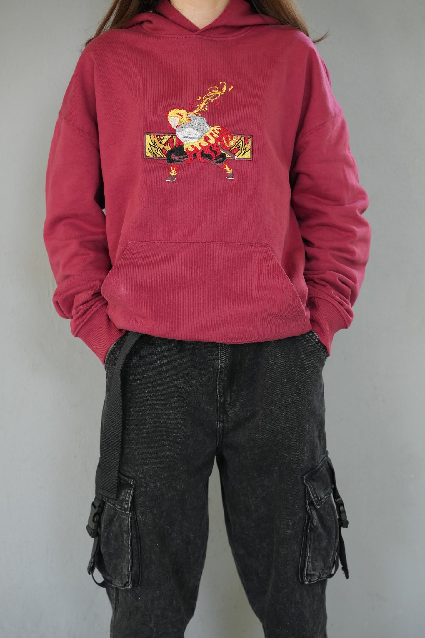 Red Luxuty Unisex Oversized Kyōjurō Rengoku Hoodie - Stitchdom