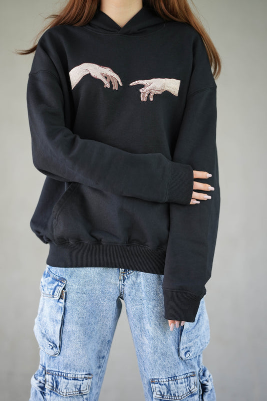 The Creation of Adam Hoodie - artă renascentistă pe hanorac