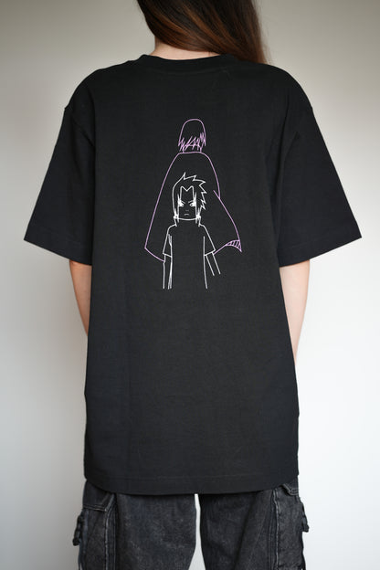 Quality Black Unisex Relaxed Sasuke T-shirt - Stitchdom